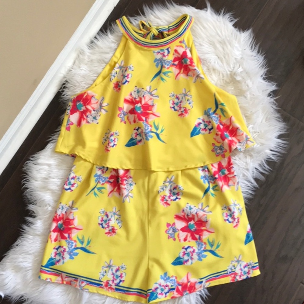 Flying tomato vibrant floral romper